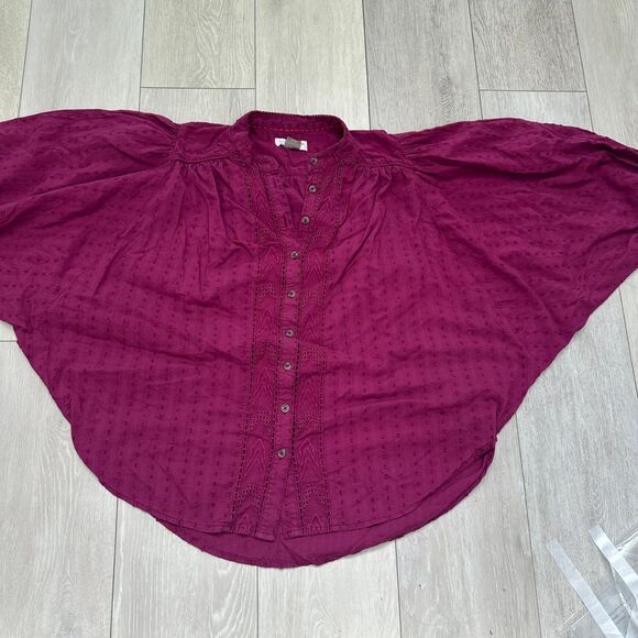 Pilcro by Anthropologie Tavi magenta button down oversized blouse top size‎ xs - Picture 7 of 14